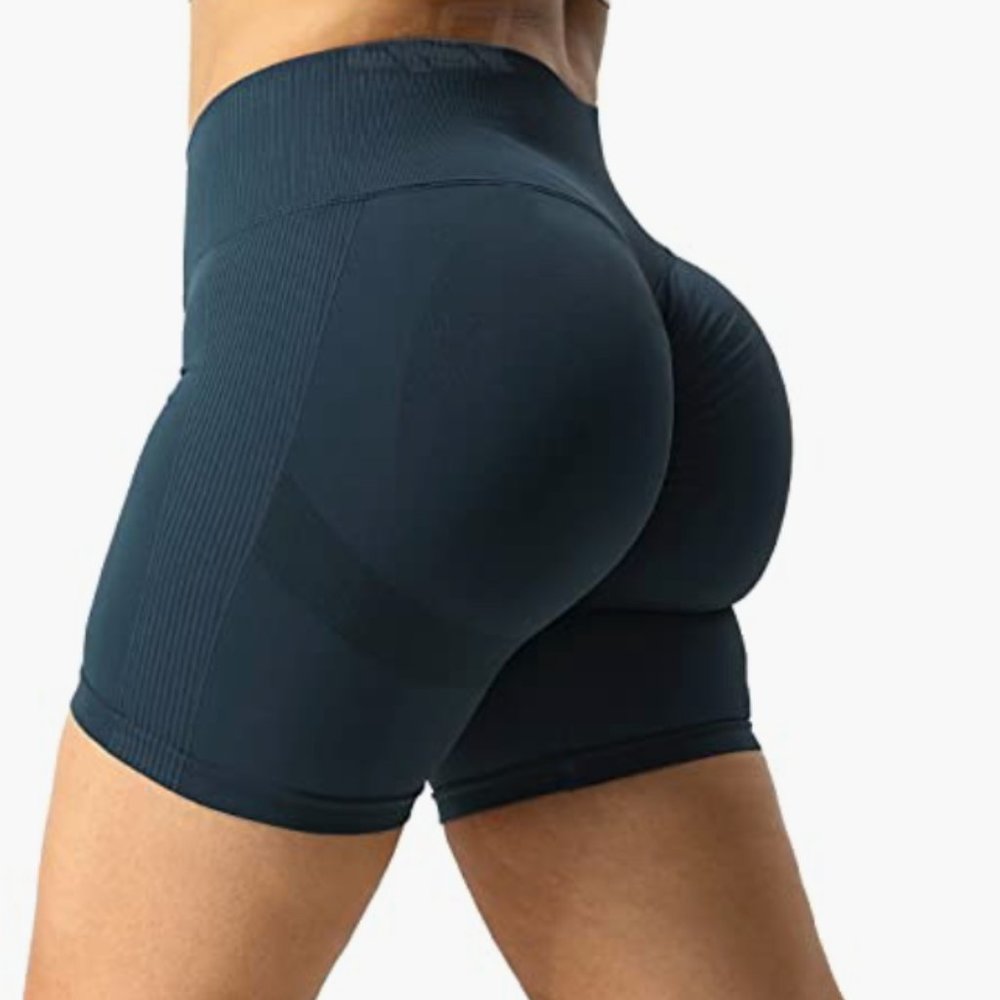 QOQ Womens Workout Biker Shorts Seamless High Waisted- Size Small